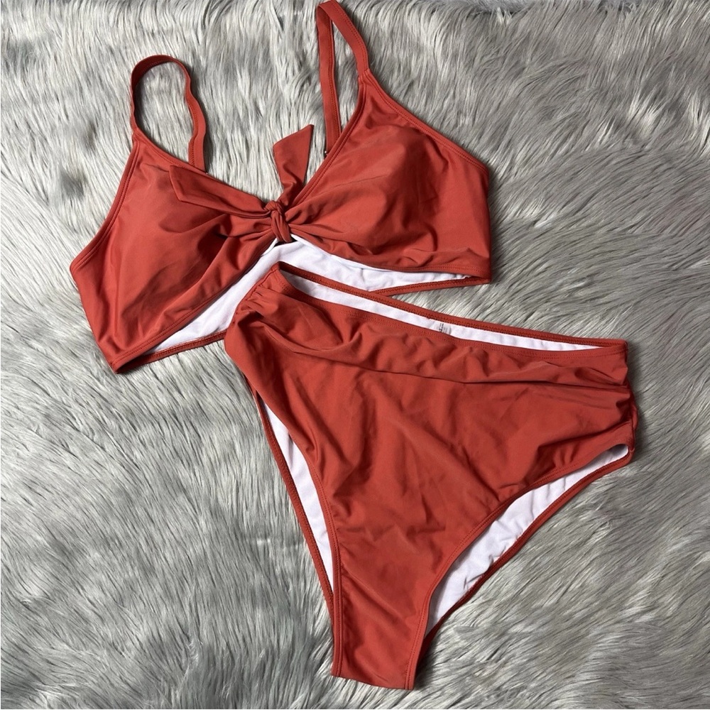 Zaful Womens High Waist Bikini Rust 2XL
